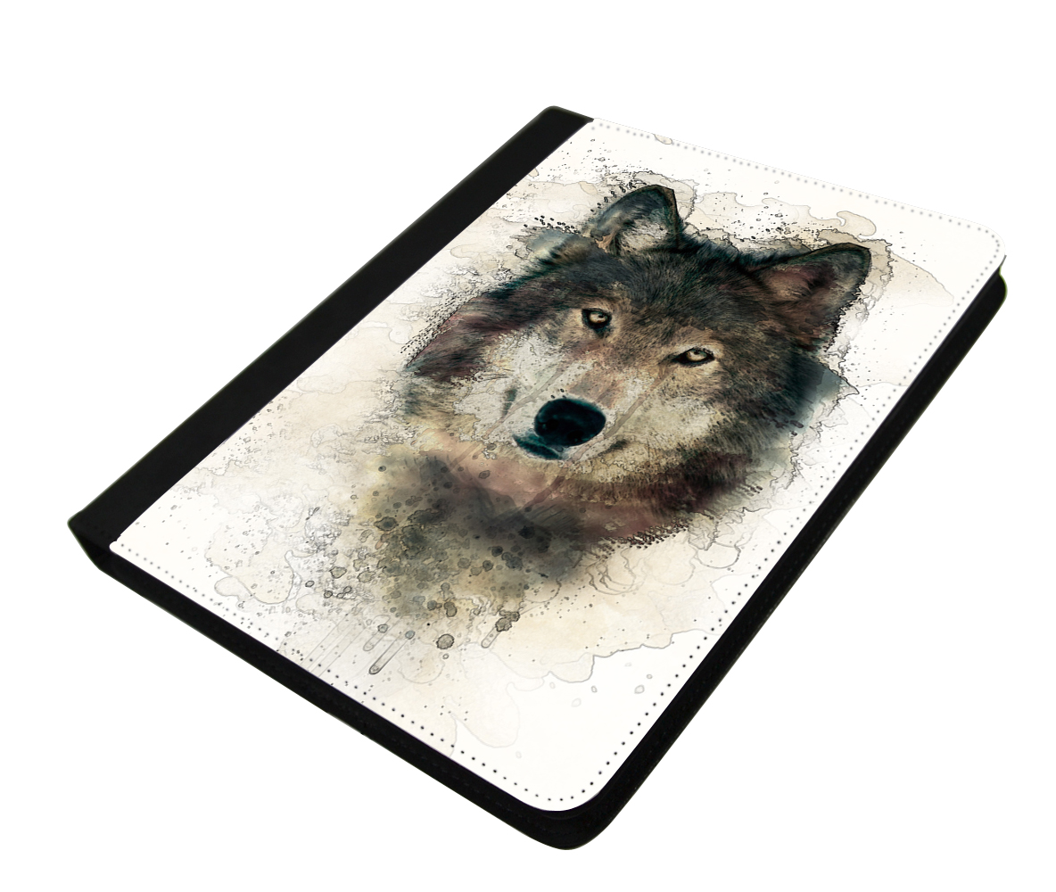 Wolf Canvas PU Leatherette Flip Ipad 2 3 4 Case Ipad Air 5 Case Ipad